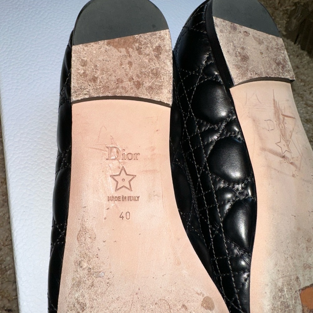 Dior Black Quilted Cannage Flats with Bow and Pearl Size 40. GREAT CONDITION - Picture 10 of 12